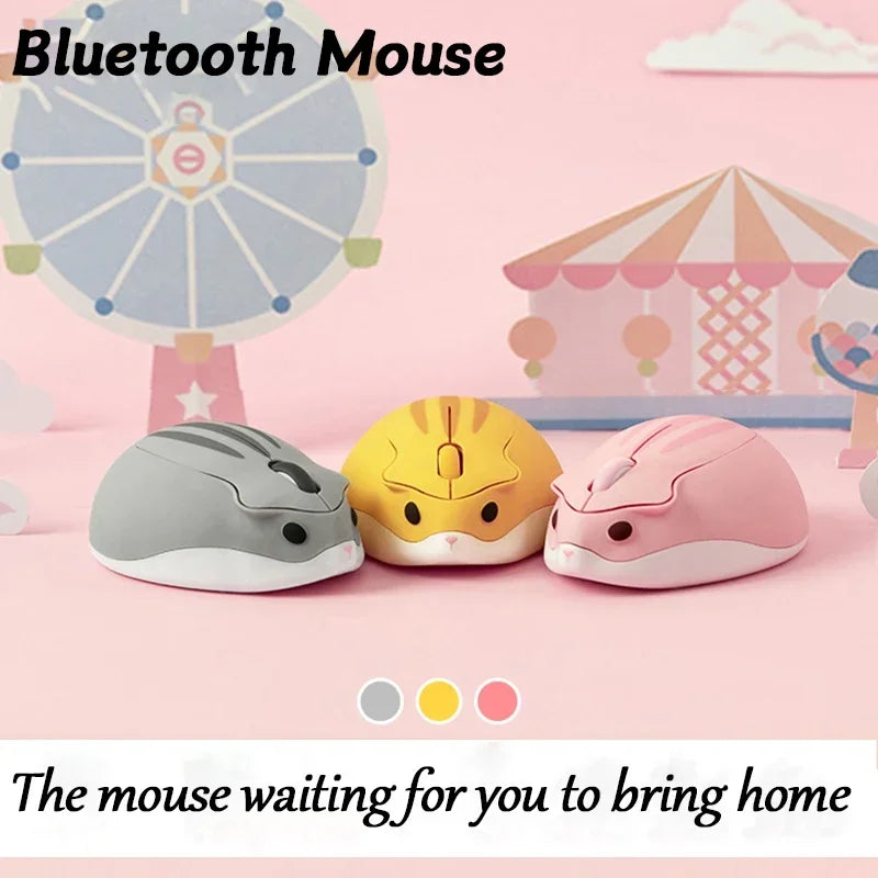 Cute Hamster Wireless Mouse 2.4G Bluetooth Dual-mode Silent Lightweight For Office PC Laptop Women Gift