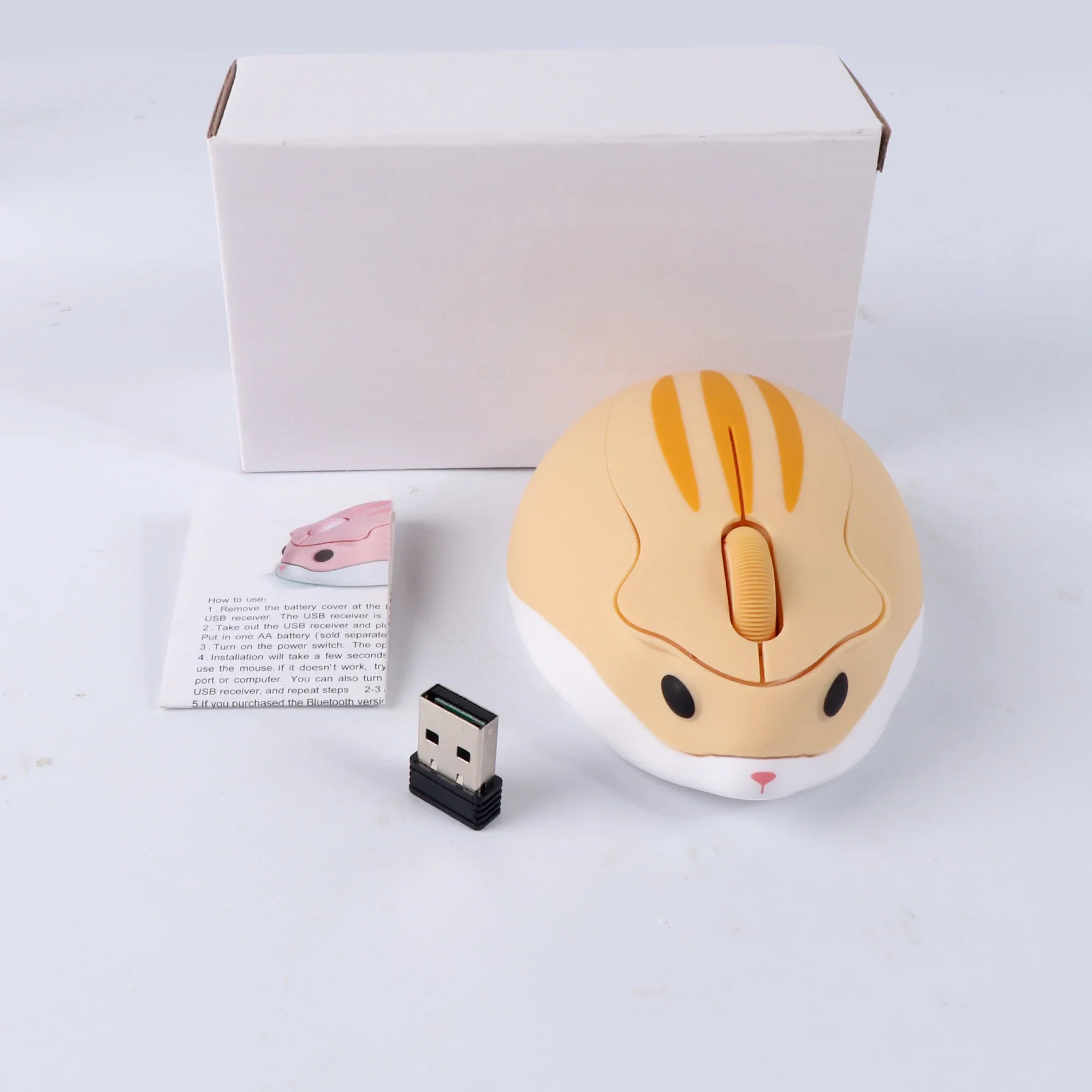 Cute Hamster Wireless Mouse 2.4G Bluetooth Dual-mode Silent Lightweight For Office PC Laptop Women Gift