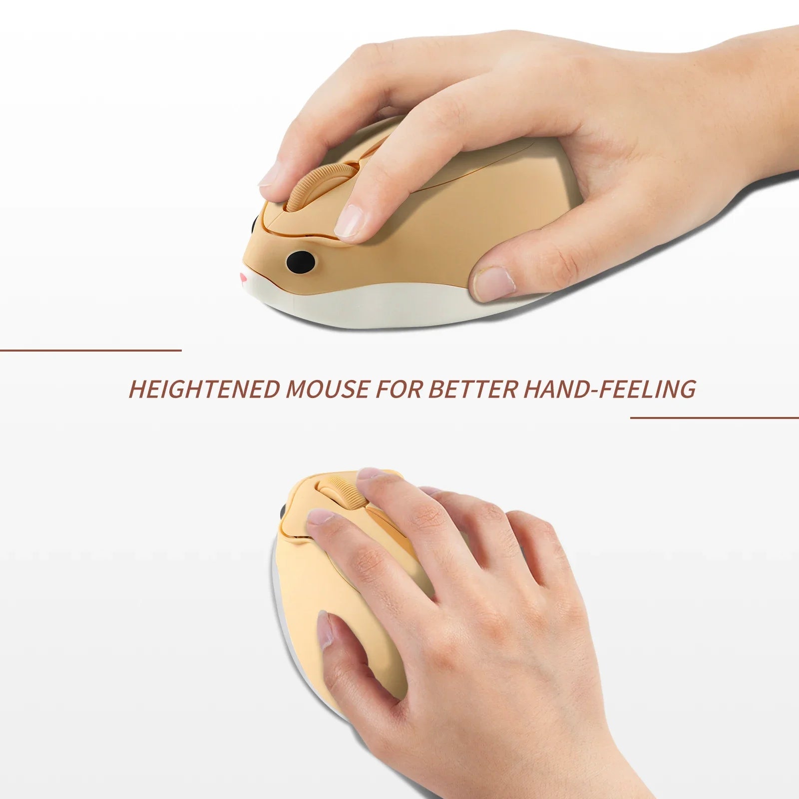 Cute Hamster Wireless Mouse 2.4G Bluetooth Dual-mode Silent Lightweight For Office PC Laptop Women Gift