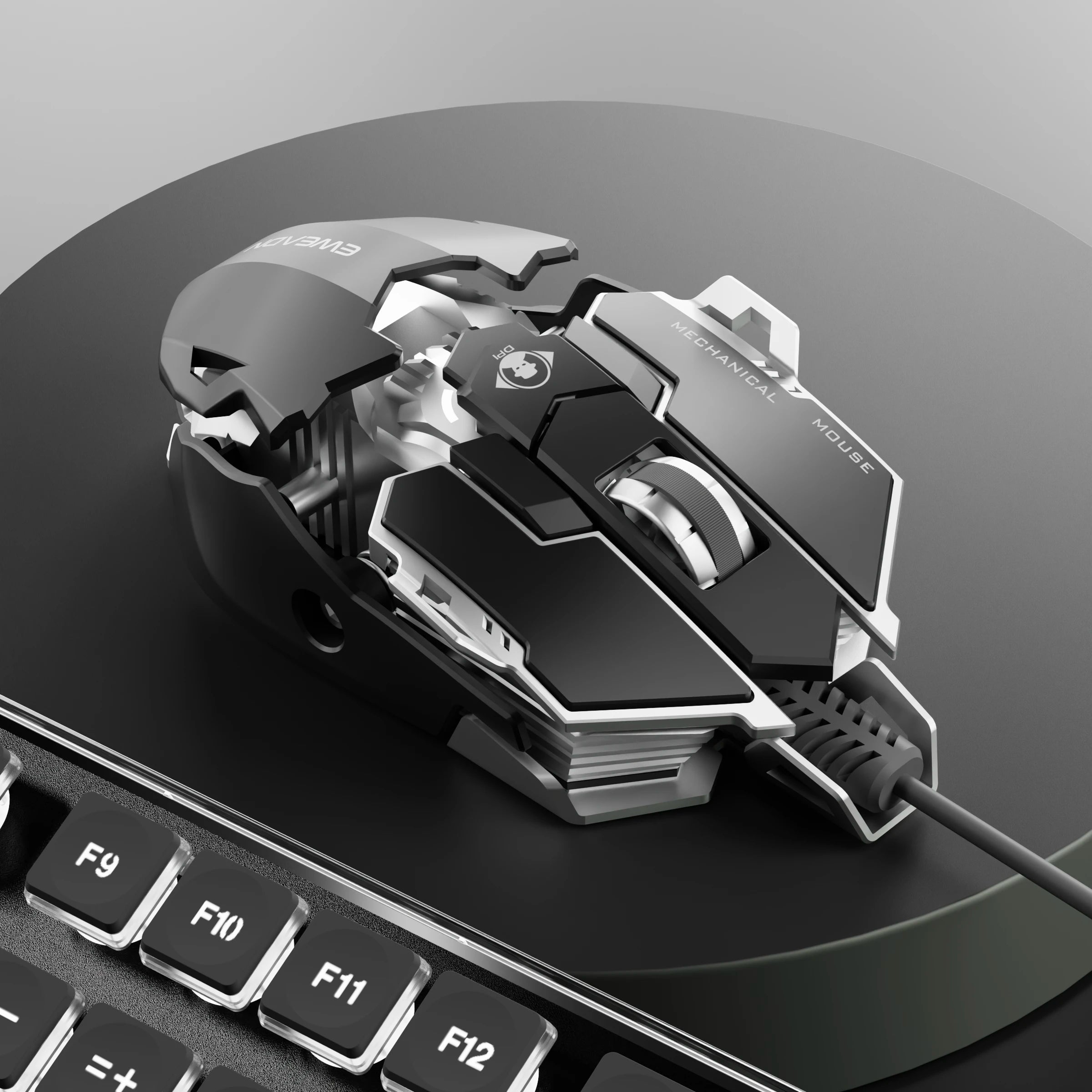 EWEADN Wired Gaming Mouse, Mechanical, Aluminum Base, Tail Length Adjustment, Ergonomic, Office & Gaming, Windows/Laptop, Gamers